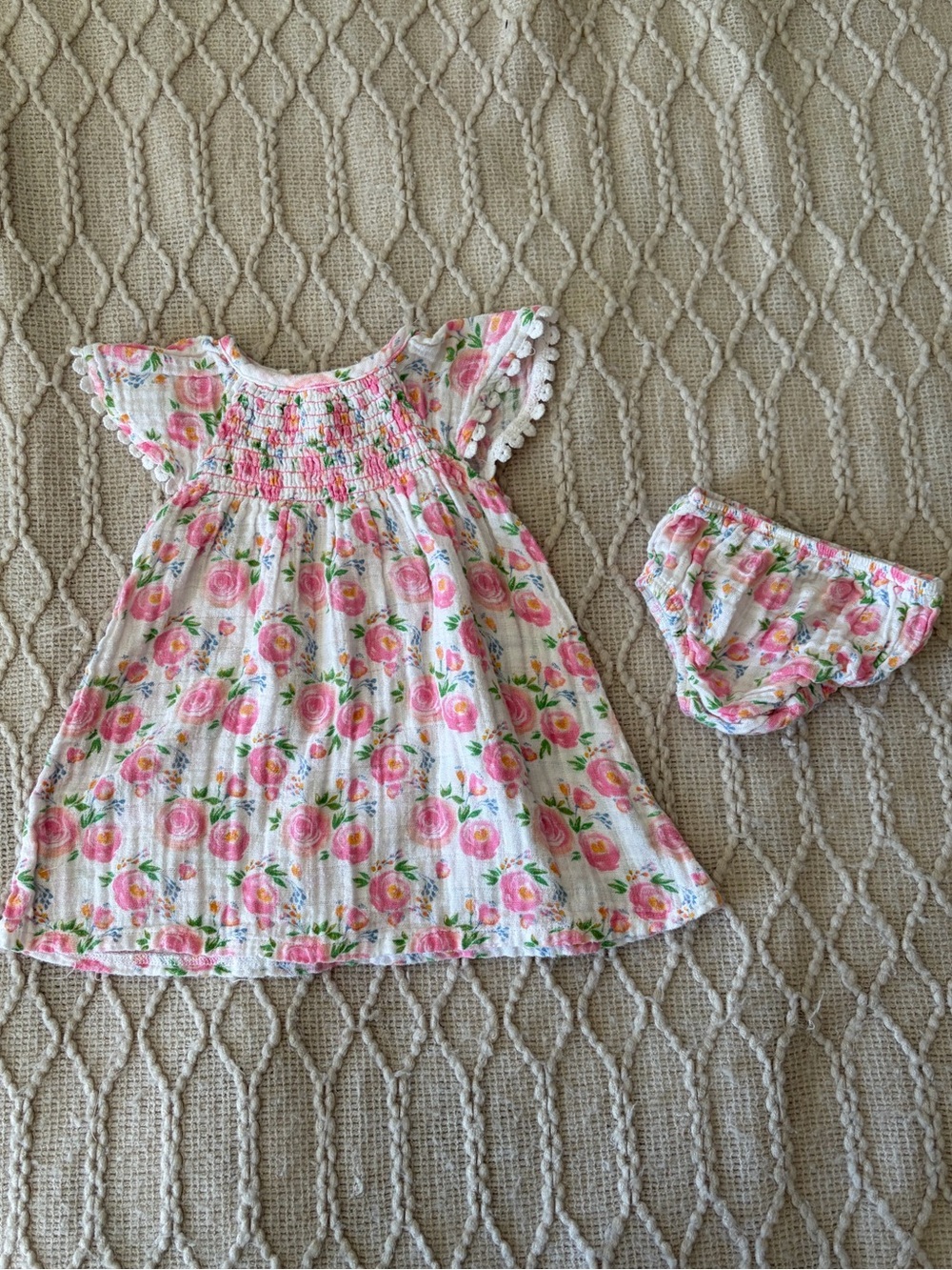 Mudpie Baby Girl Floral Baby Dress with Bloom Print
